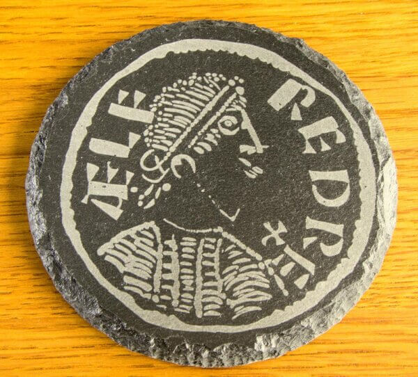Alfred the great penny welsh slate coaster