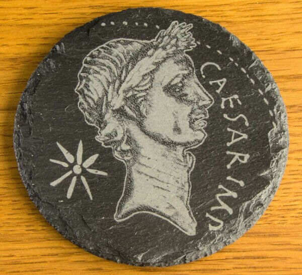 Julius Caesar denarius Welsh slate coaster