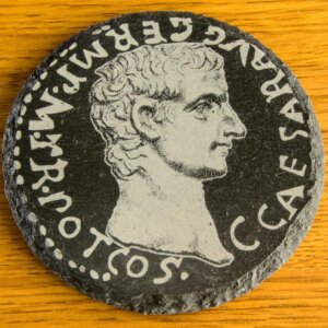 Caligula denarius Welsh slate coaster