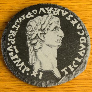 Tiberius denarius Welsh slate coaster