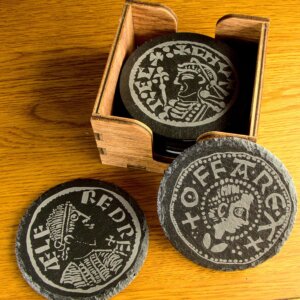 Saxon coins Welsh Slate Coaster Set