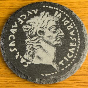 Tiberius denarius Welsh slate coaster