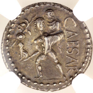 Julius Caesar denarius Aeneas RRC 458/1