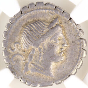 C Naevius Balbus Denarius RRC 382/1b