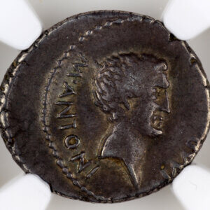 Mark Antony AR Denarius Head of Sol RRC 496/1