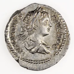 Caracalla Denarius, Roma holding Victory, Extremely Fine, RIC 69, Scarce